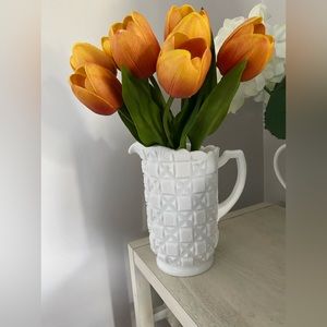 Westmoreland old quilt pattern pitcher.Stamped.